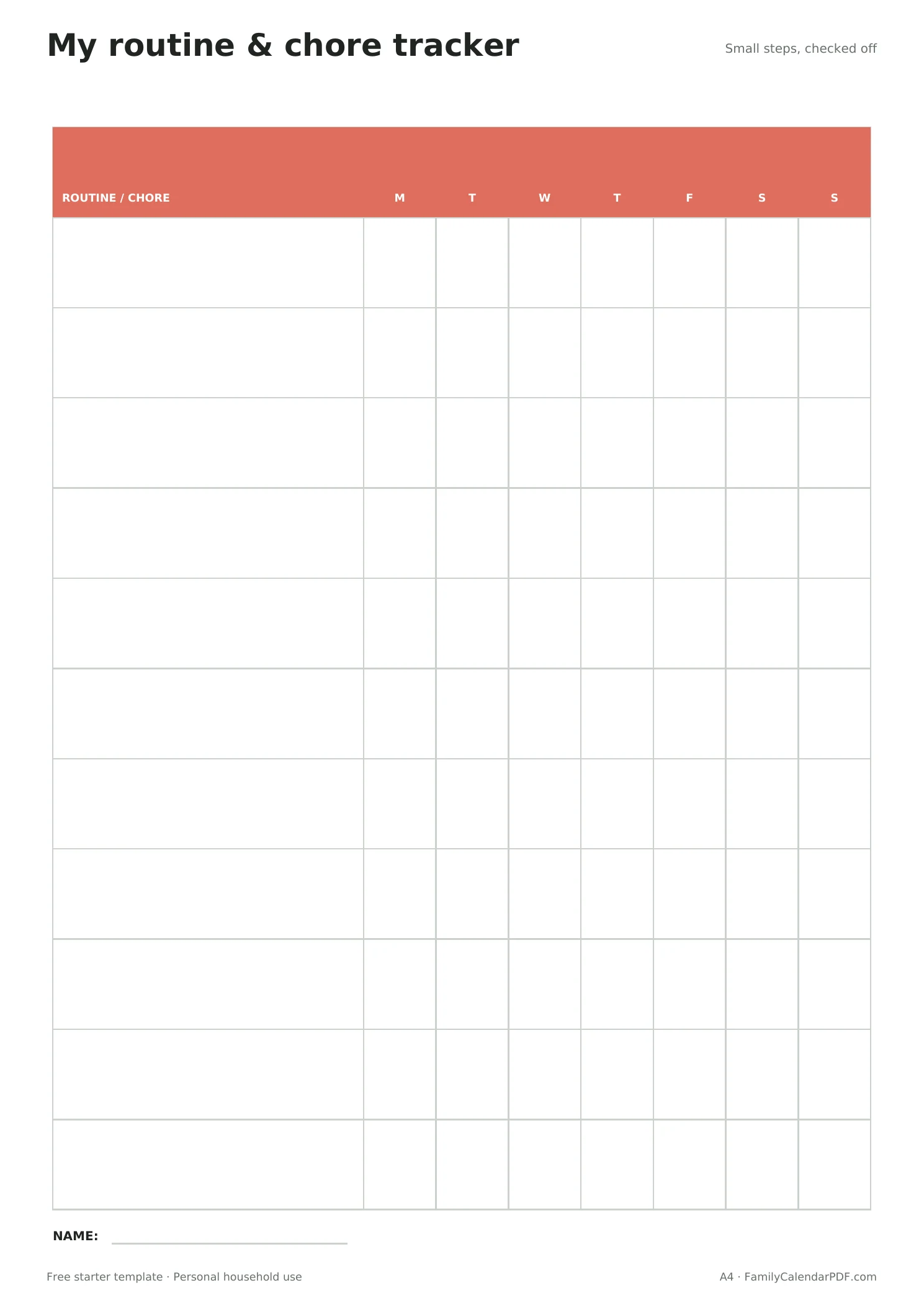 Preview of the kids routine and chore tracker