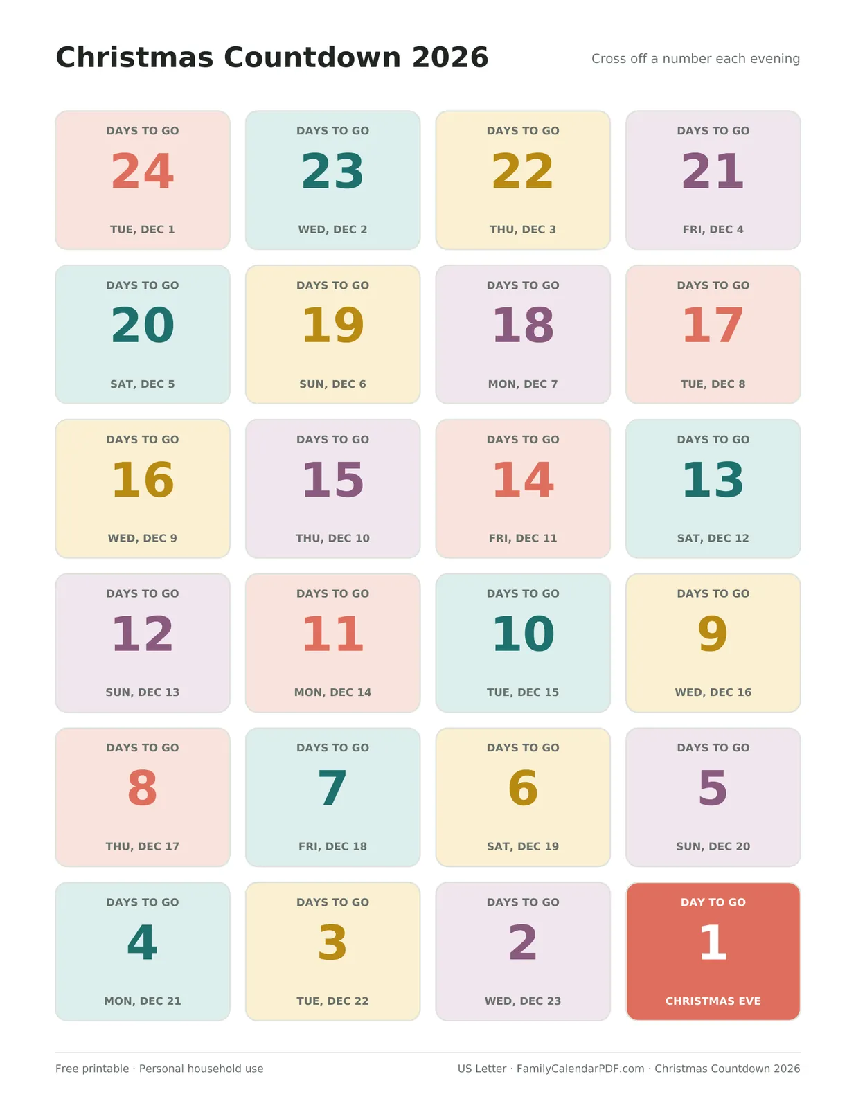 Preview: Countdown sheet
